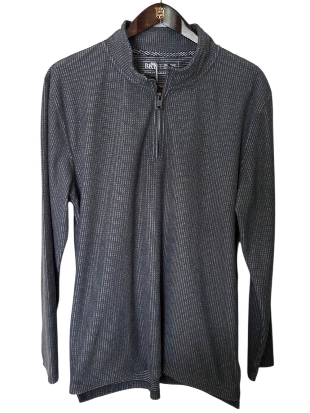 BKE Men’s XL Performance Quarter Zip Pullover Gray Ribbed Long Sleeve NWT